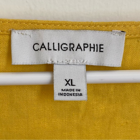 Anthropologie Calligraphie Snap button Linen Top XL - Picture 2 of 7